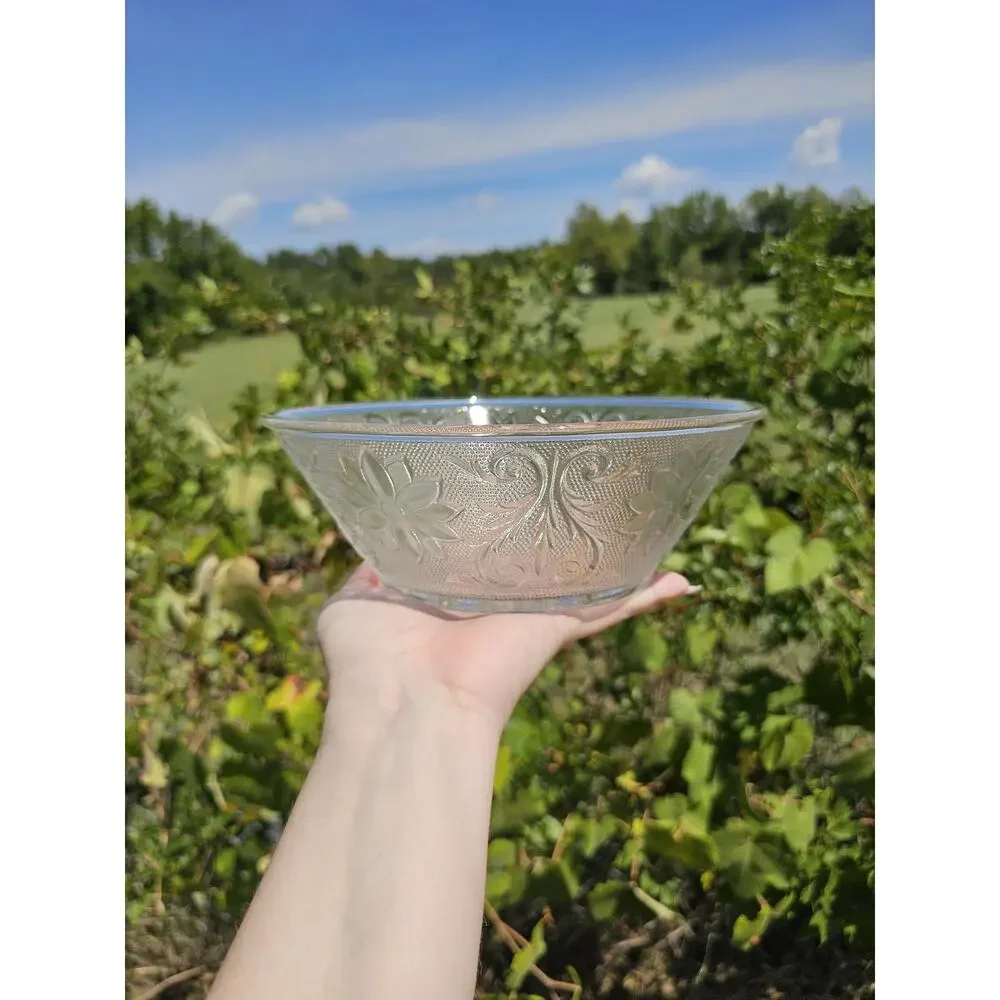 Vintage Indiana Glass Sandwich Clear Fruit Bowl